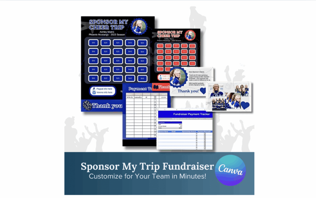 Sponsor My Trip: Cheerleader Fundraising Pack – Editable Canva Templates & Google Sheets Tracker for Competition Trips